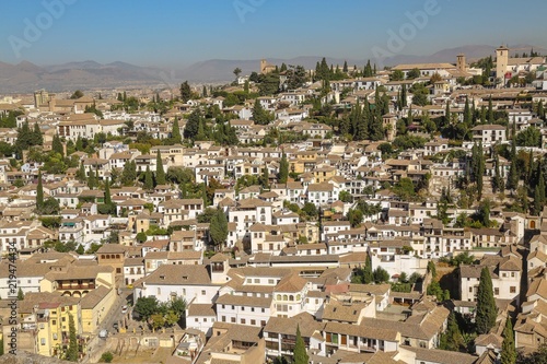 Fotografie Albaicin in Granada, Spain. Old Town of Granada from above.