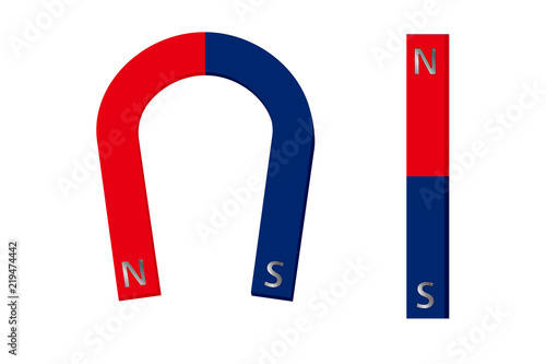 棒磁石とU字型の磁石のイラスト｜マグネット｜ベクターデータ｜Magnet illustration