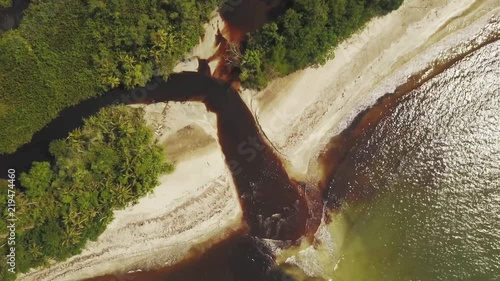 Overhead aerial, scenic island tributary