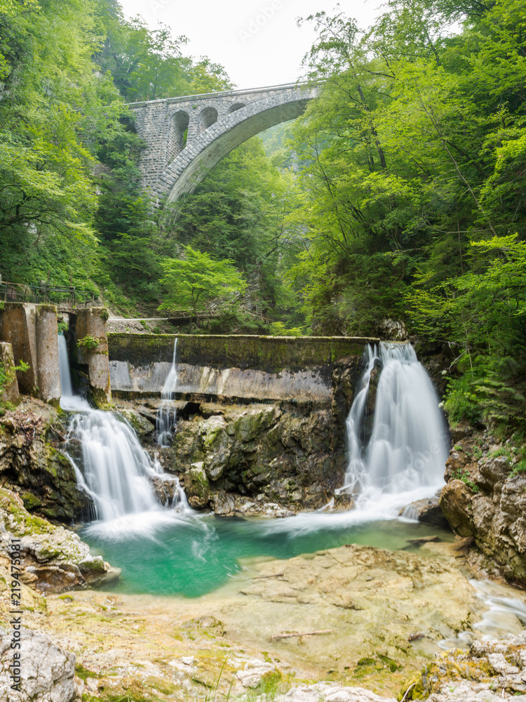 Vintgar-Klamm (Blejski vintgar) in den Jülischen Alpen, Slowenien Vintgar-Klamm (Blejski vintgar) in den Jülischen Alpen, Slowenien