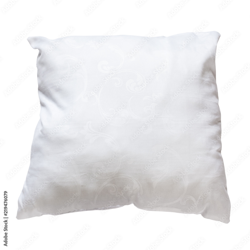 top view of used white pillow isolated top view of used white pillow isolated