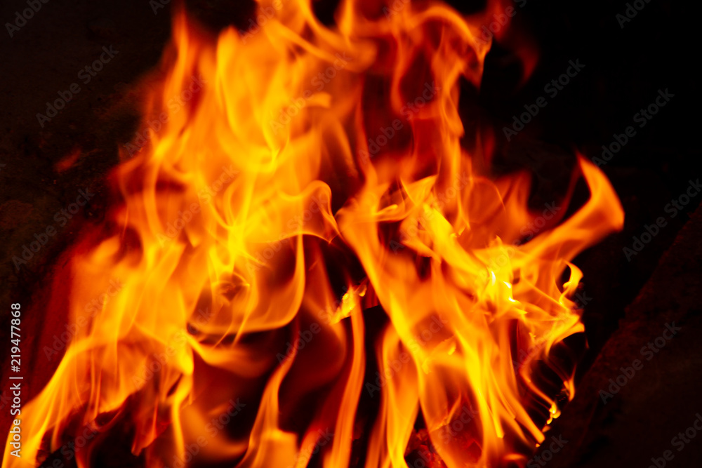 Red flame, yellow flame. The tongues of fire lick the stone hearth. Hot