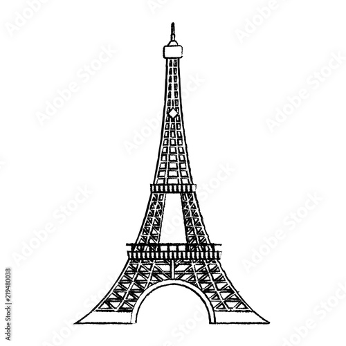 grunge eiffel tower architecture from paris france