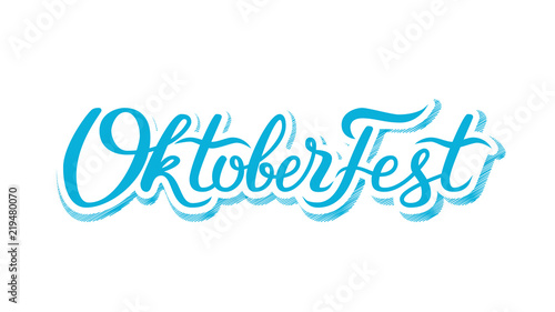 Oktoberfest handwritten lettering. Oktoberfest typography vector design for greeting cards and poster. German translation - Welcome to Octoberfest 2018. Vector illustration