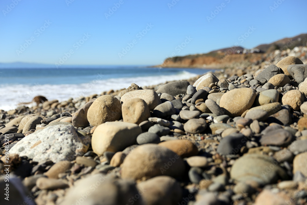 beautiful beach with stones