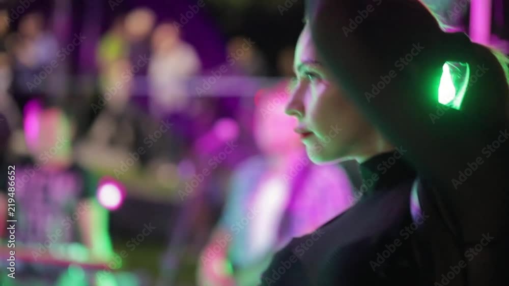 Dancing in night club: face of young peejay go-go girl, party dancer Dancing in night club: face of young peejay go-go girl, party dancer