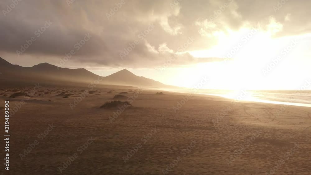 Sun sets over coastal landscape, aerial Sun sets over coastal landscape, aerial