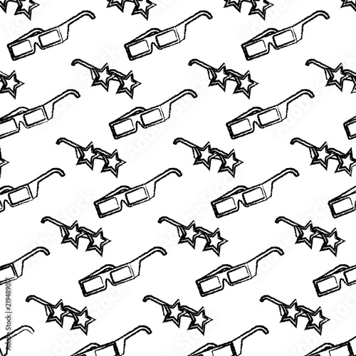 grunge 3d glasses and sunglasses star style background