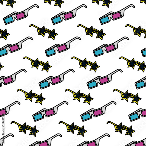 color 3d glasses and sunglasses star style background