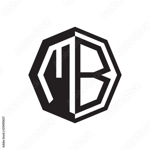 two letter MB octagon negative space logo
