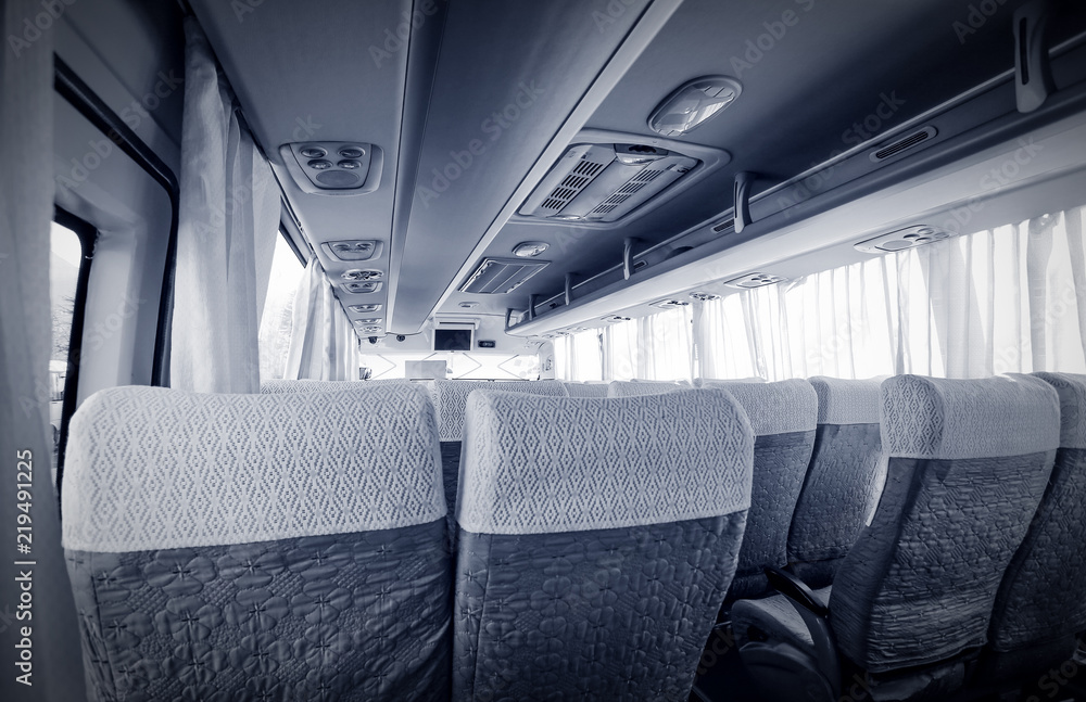 The seat inside the bus, no one inside The seat inside the bus, no one inside