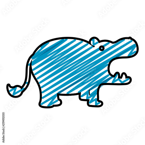 doodle silhouette hippopotamus safari wild animal