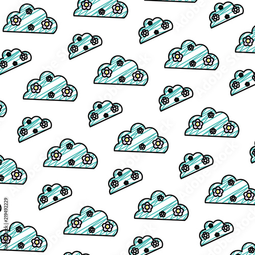 doodle nature bush plant with flowers background