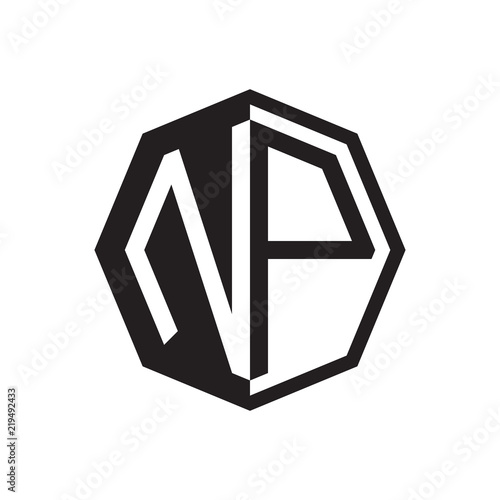 two letter NP octagon negative space logo