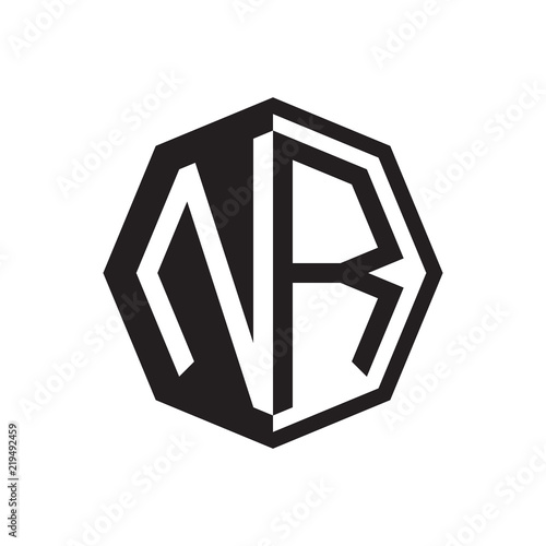 two letter NR octagon negative space logo