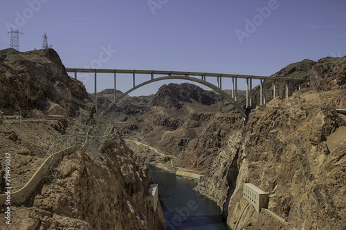 Photography Suspension bridge by Hoover dam on the border of Nevada and Arizona