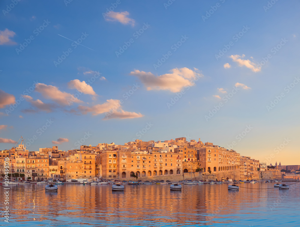 Panorama of Senglea peninsula in the morning, Malta