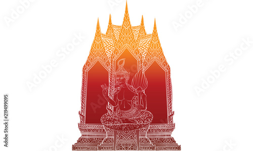 Thai traditional painting in temple vector