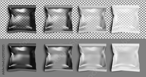 Black transparent foil food snack pack for chips, candy and other products