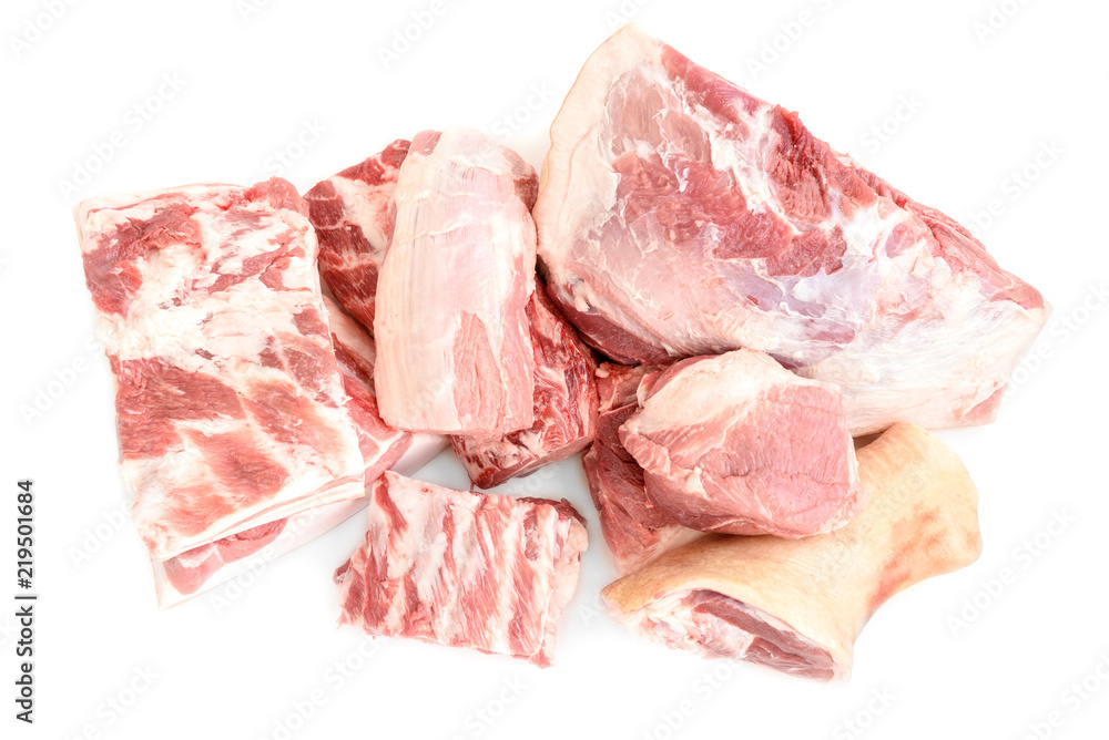 Raw pork meat isolated on white background. Raw pork meat isolated on white background.