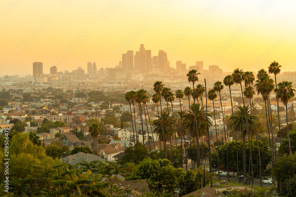 Fototapeta premium Wieczorem panoramę centrum Los Angeles