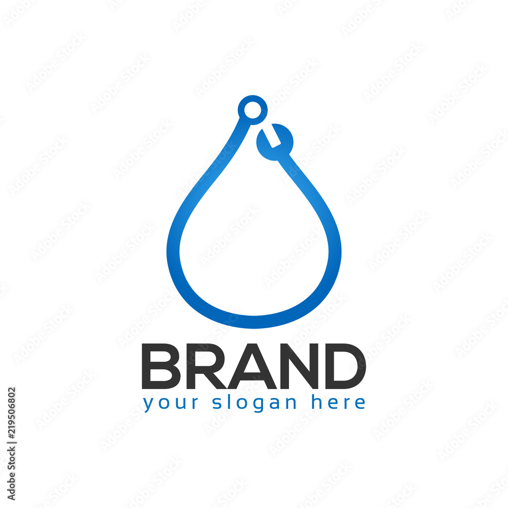 Water and wrench. water service logo Water and wrench. water service logo