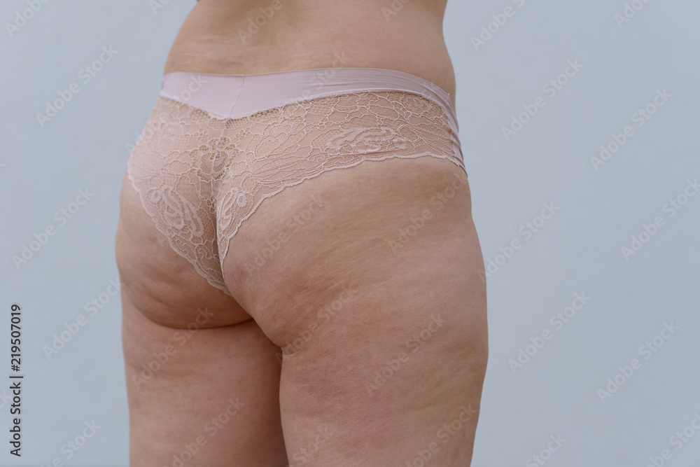 Close up side view of a woman in panties Stock Photo