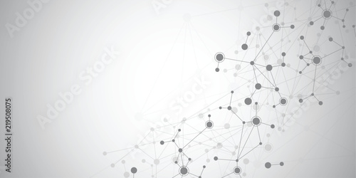 Abstract connecting dots and lines with geometric background. Modern technology connection science, Polygonal structure background. Vector illustration photo