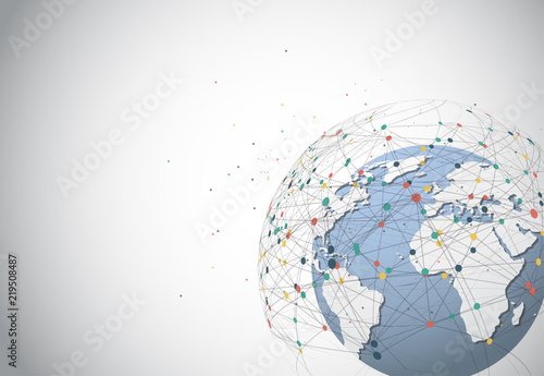 Global network connection. World map point and line composition concept of global business. Vector Illustration