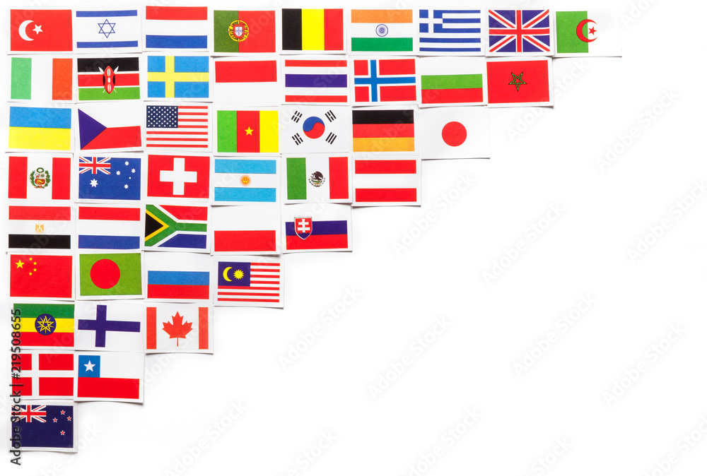 National flags of the different countries of the world located on the ...