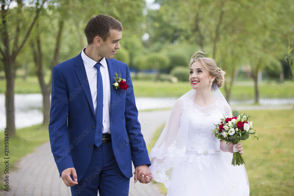 Walk of the bride and groom.Bride and groom. Wedding day Walk of the bride and groom.Bride and groom. Wedding day
