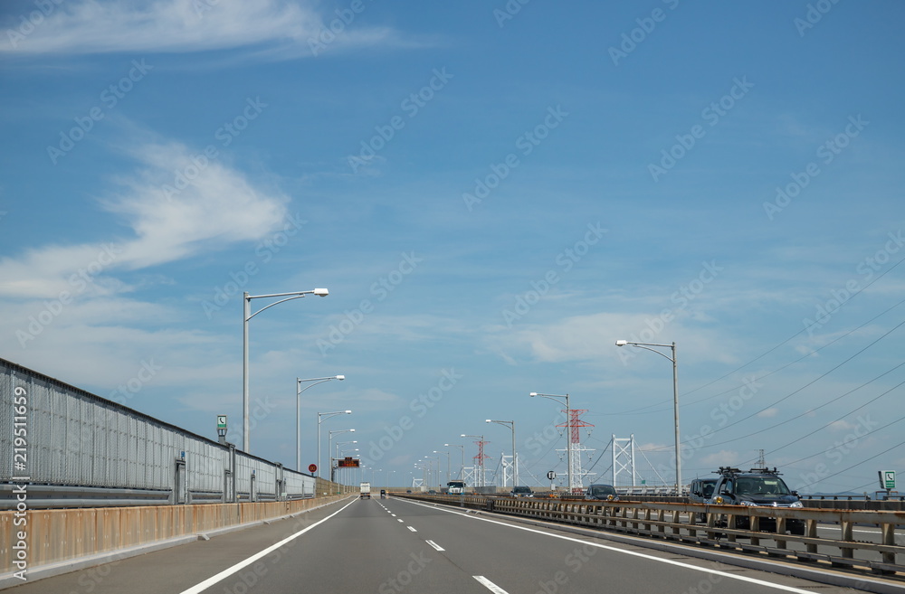 Seto-chuo Highway and transmission towers ,Kagawa,Shikoku,Japan