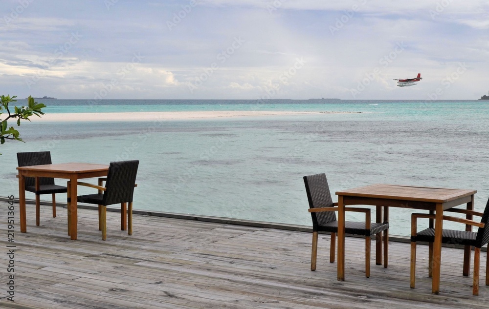 Hydroplane and terrace, Maldives island