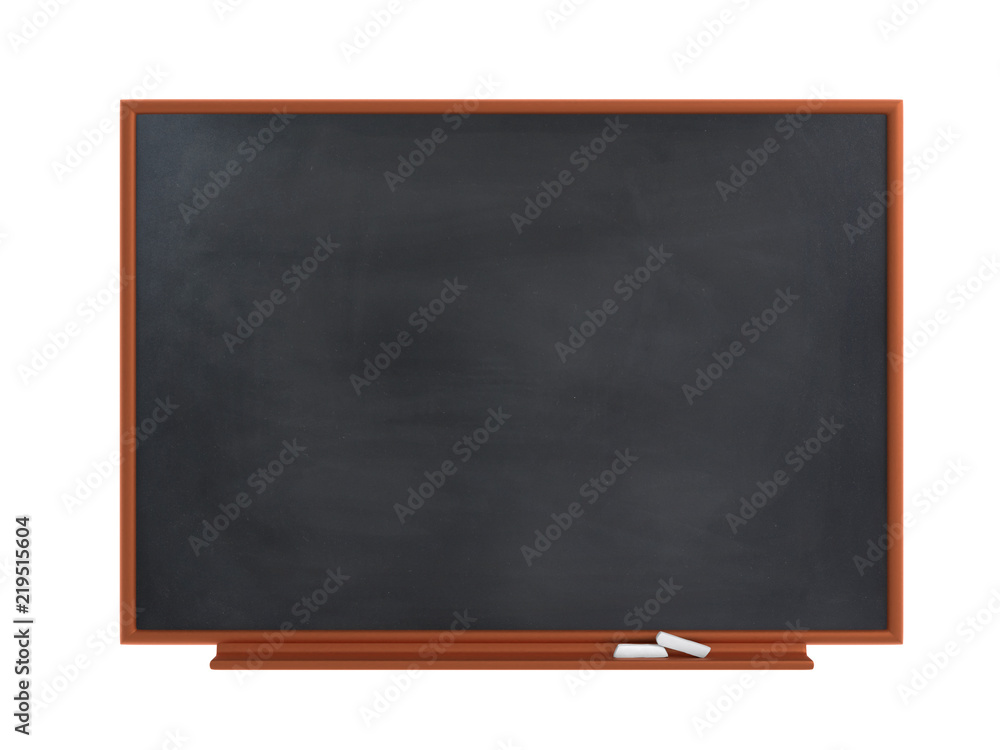Empty black board (chalkboard) on black wall - 3D rendering isolated on white. Empty black board (chalkboard) on black wall - 3D rendering isolated on white.