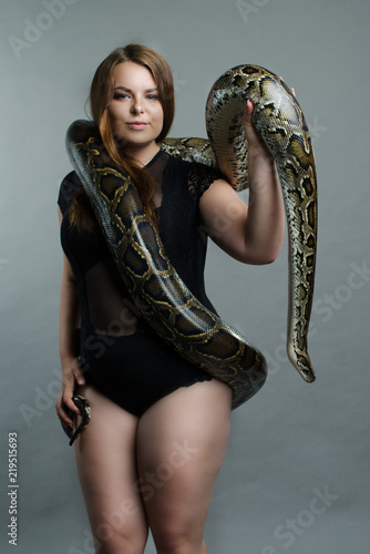 sensual woman and python 