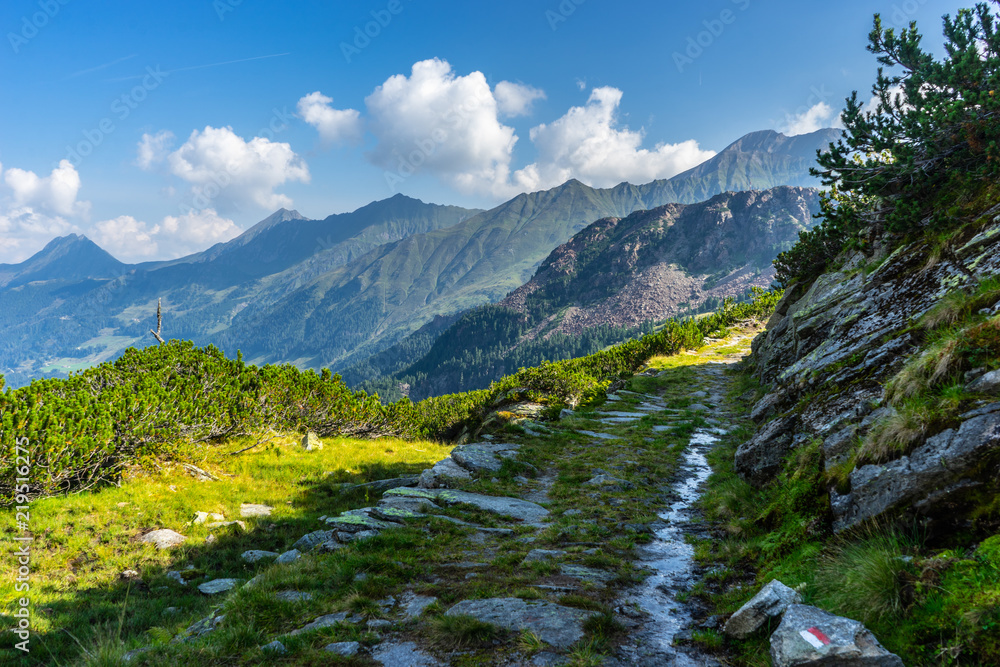 Beautiful mountain and glacier view at Nationalpark Hohe Tauern in Pinzgau in the Austrian Alps