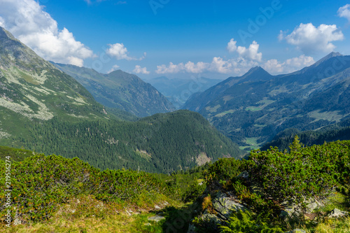 Beautiful mountain and glacier view at Nationalpark Hohe Tauern in Pinzgau in the Austrian Alps