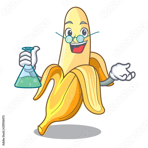 Professor character banana in the fruit market