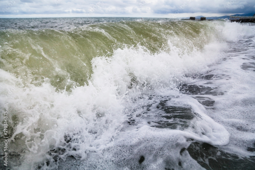 Storm waves on the seashore as a background Storm waves on the seashore as a background