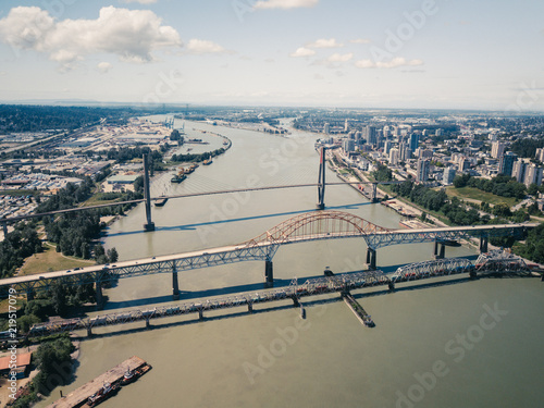 Aerial Drone Shot Canada Surrey British Columbia BC Bridges