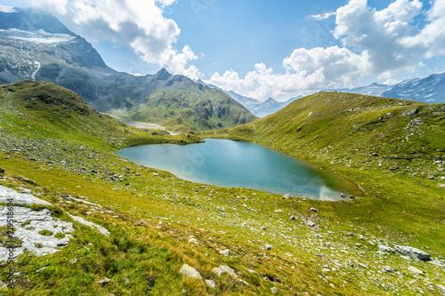 The glacie lake Schwarzkarlsee in the Austrian Alps at Nationalpark Hohe Tauern at 2119 meter in Pinzgau