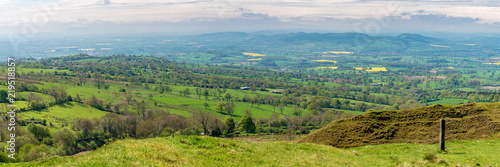 View over the Shropshire landscape from Titterstone Clee near Cleeton, England, UK
