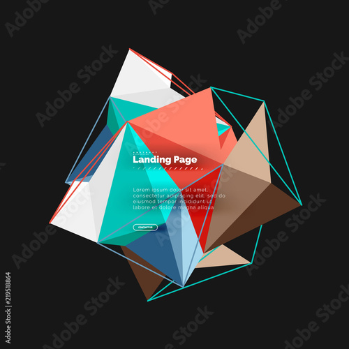 Vector 3d triangle abstract background, polygonal geometric design