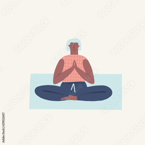 Women doing yoga breathing exercise illustration in vector. Healthy lifestyle theme