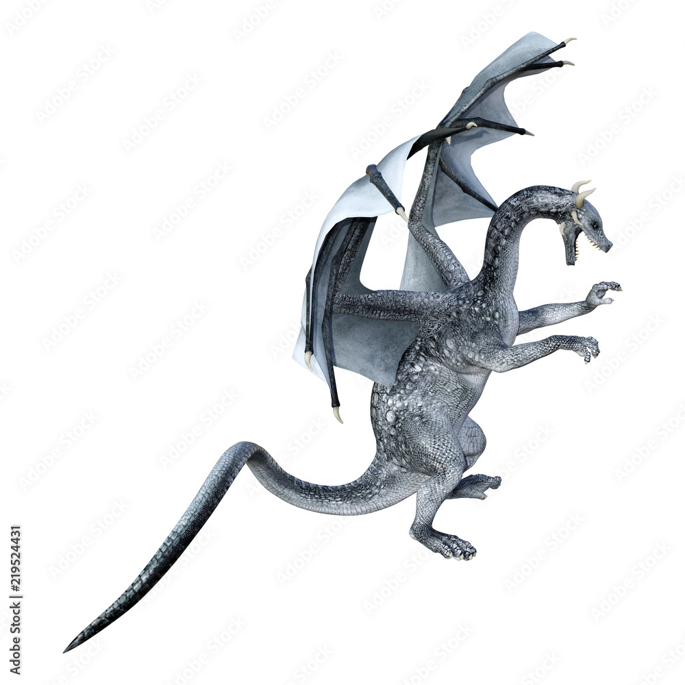 Obraz premium 3D renderowania Fantasy Dragon na białym tle