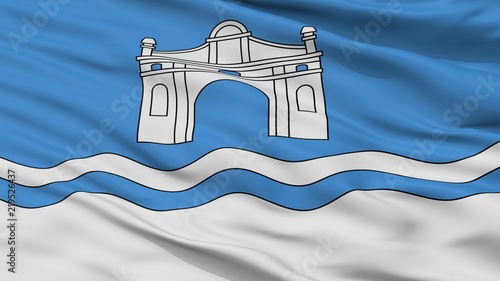 Biaroza Kartuskaja City Flag, Country Belarus, Closeup View photo