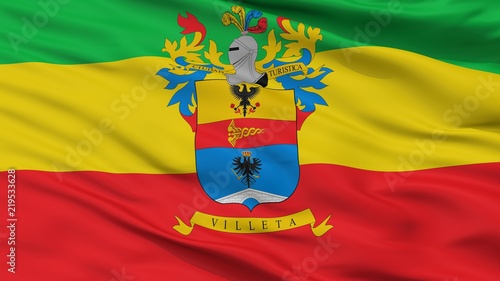 Villeta City Flag, Country Colombia, Closeup View photo