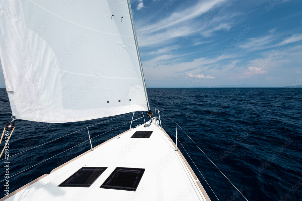 Obraz premium Luxury yacht at sea race. Sailing regatta. Cruise yachting