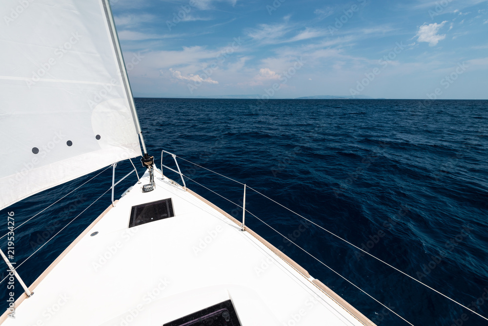 Obraz premium Luxury yacht at sea race. Sailing regatta. Cruise yachting