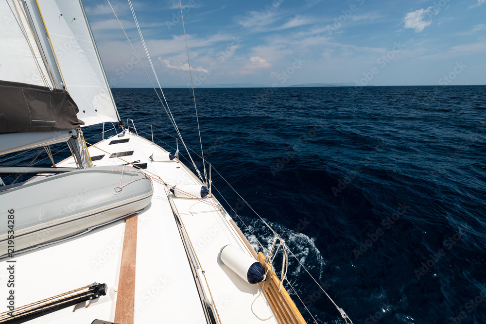 Luxury yacht at sea race. Sailing regatta. Cruise yachting